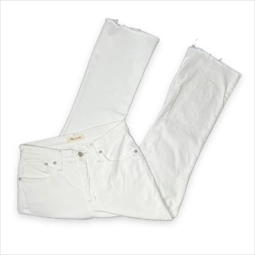 Madewell Cali Demi-Boot Jeans in Pure White w/ Raw-Hem size 28